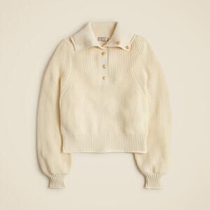 J. Crew Ribbed Cotton Button-Collar Sweater Long Sleeve Linen Size XS NWT